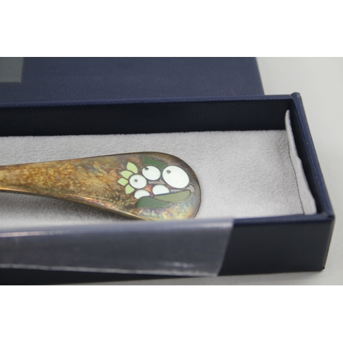 63 - GEORG JENSEN Stamped .925 Sterling Silver Gilt Commemorative Spoon Boxed