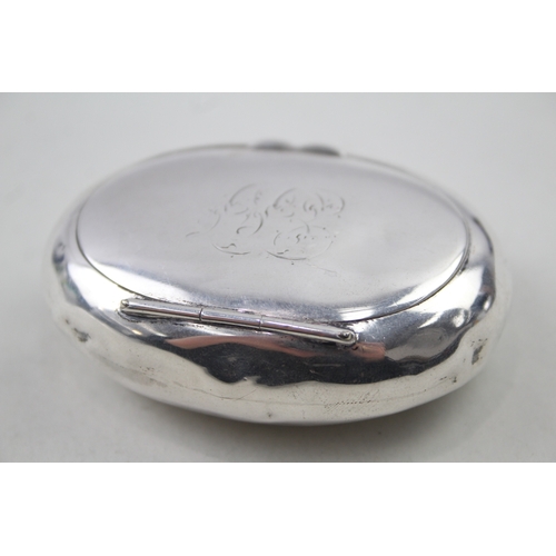 64 - edwardian .925 sterling silver squeeze action snuff box