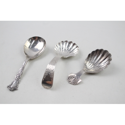 71 - 3 x .925 sterling caddy spoons inc georgian etc