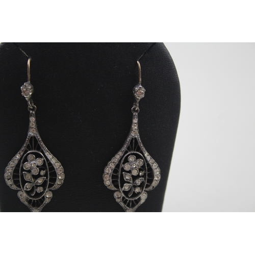 403 - Pair of silver antique paste drop earrings (8g)