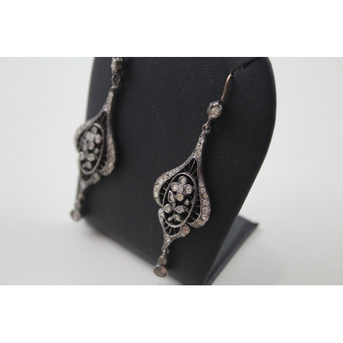 403 - Pair of silver antique paste drop earrings (8g)