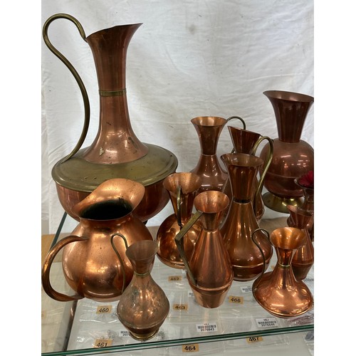 164 - Large selection of vintage copper jugs assorted sizes