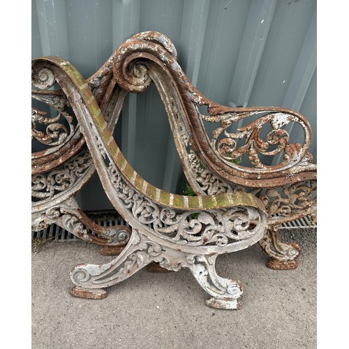 100C - Victorian cast iron bench ends measures approx