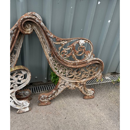 100C - Victorian cast iron bench ends measures approx