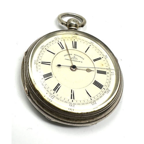 451 - Large antique silver centre second chronograph  pocket watch j harris & sons Manchester  the watch w... 