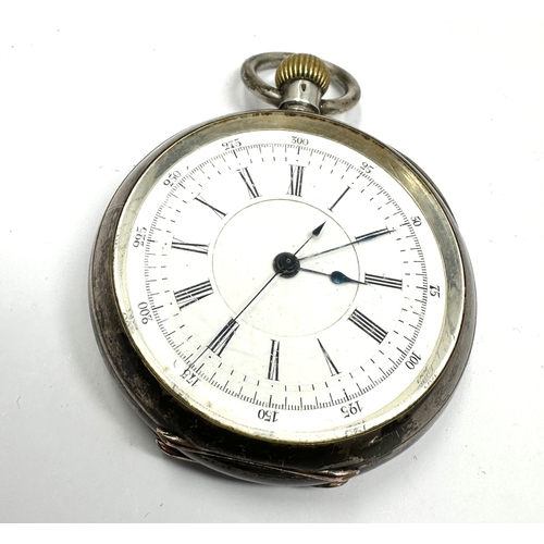 452 - Antique silver centre second chronograph  pocket watch the watch winds and ticks  clean and in good ... 