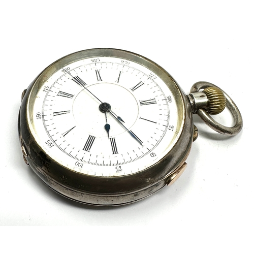 452 - Antique silver centre second chronograph  pocket watch the watch winds and ticks  clean and in good ... 