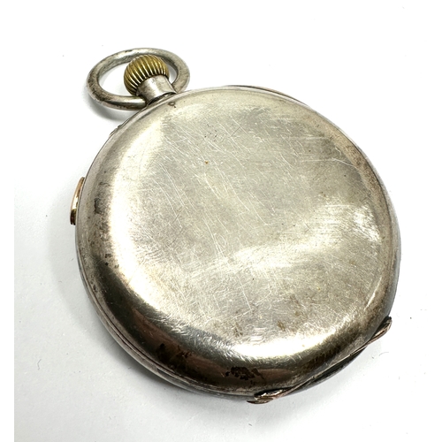 452 - Antique silver centre second chronograph  pocket watch the watch winds and ticks  clean and in good ... 