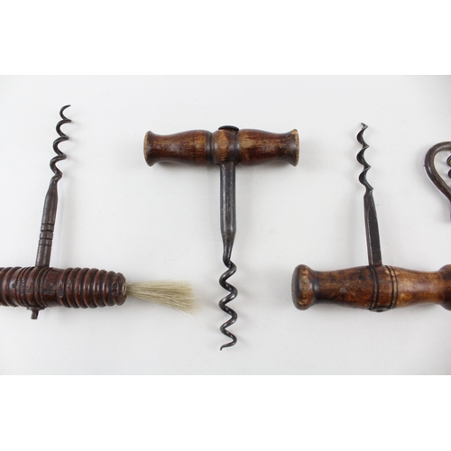 105 - Antique Vintage Corkscrews Inc Brush, Decorative Carving x 4