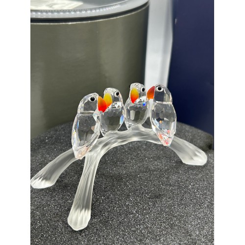 95 - swarovski a7621 4 love birds on branch with box and coa