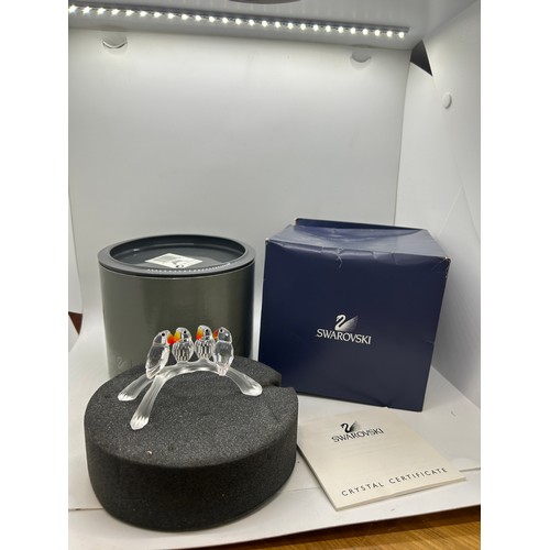 95 - swarovski a7621 4 love birds on branch with box and coa