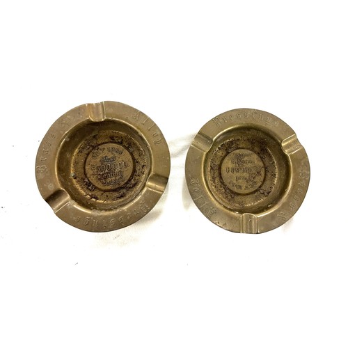 115 - Two vintage solid brass advertising ash trays with compliments of Brass & Alloy pressings limited me... 