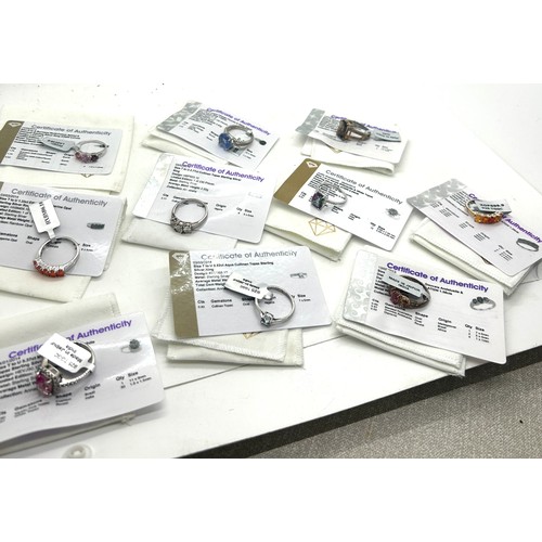 500 - 10 silver Ladies Gemporia rings With dust bags and COAs