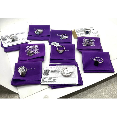 502 - 10 silver Ladies Gemporia rings With dust bags and COAs