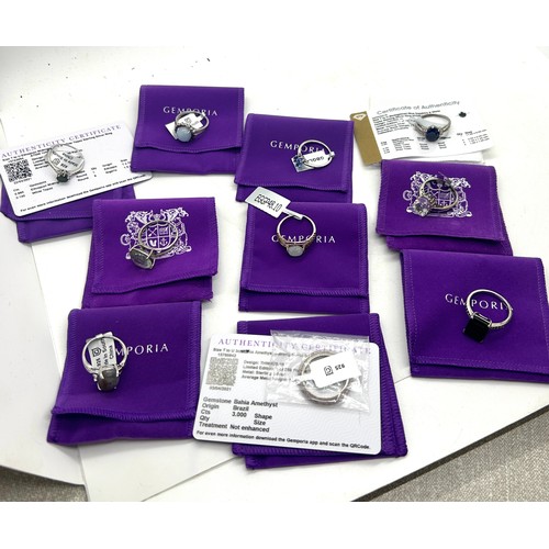 502 - 10 silver Ladies Gemporia rings With dust bags and COAs