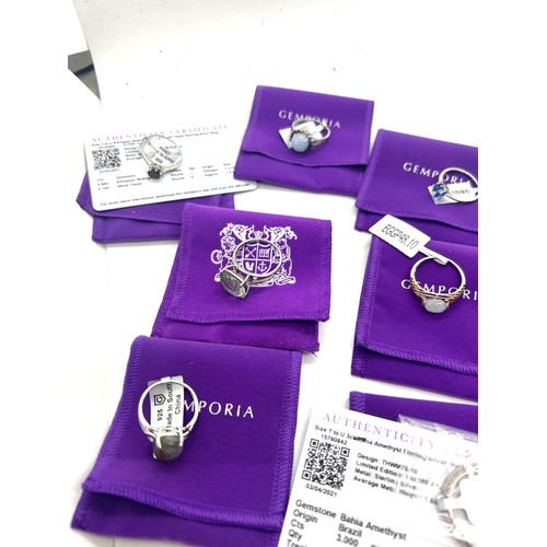 502 - 10 silver Ladies Gemporia rings With dust bags and COAs