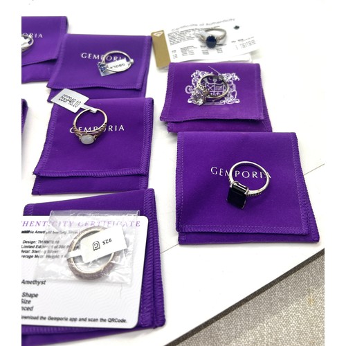 502 - 10 silver Ladies Gemporia rings With dust bags and COAs