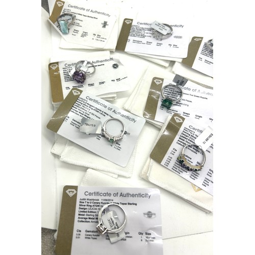 496 - 10 silver Ladies Gemporia rings With dust bags and COAs