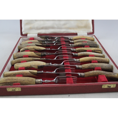 522 - Vintage Ogden & Sons Horn Handled Cutlery Set, Boxed