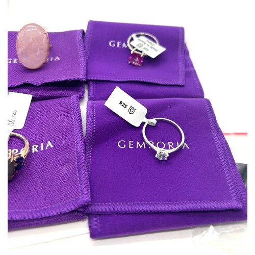 505 - 10 silver Ladies Gemporia rings With dust bags and COAs