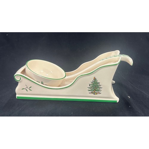 96 - Spode Christmas tree ladle and sleigh stand 23324, over all good condition