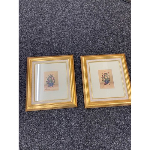 44 - Two gilt framed oil paintings depicting flowers both signed by artist Andrea Couldridge largest meas... 