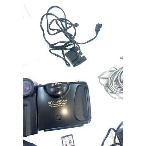 540 - Sharp Viewcam 8 VL-E37H Camcorder with extra batteries and recording leads in working order