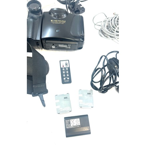 540 - Sharp Viewcam 8 VL-E37H Camcorder with extra batteries and recording leads in working order