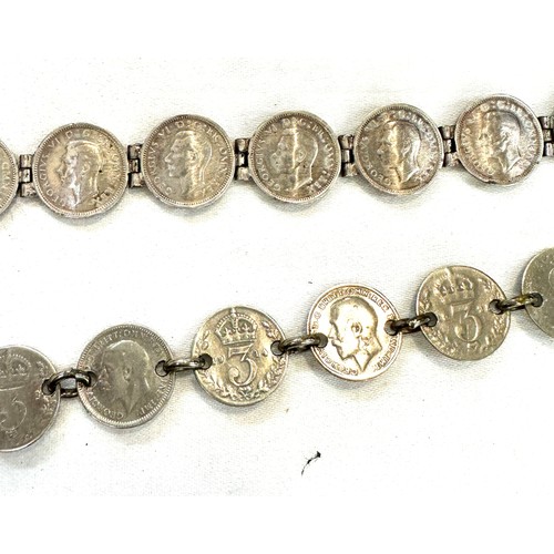 544 - 2 Vintage three pence bracelets all pre 1947 total weight 34 grams