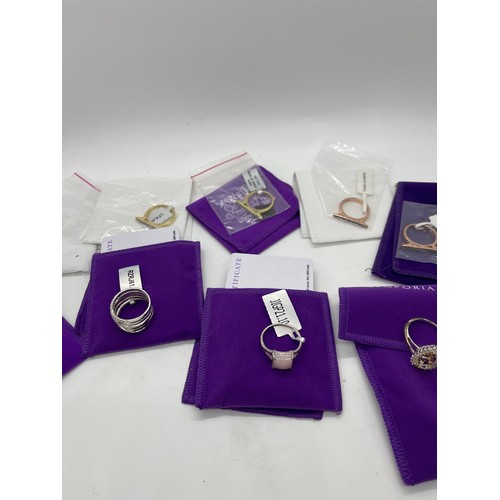 513 - Selection of Ten silver Ladies Gemporia rings With dust bags and COAs