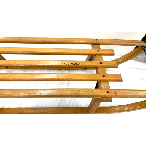 Vintage wooden sleigh measures approx 36 inches wide by 12 inches tall