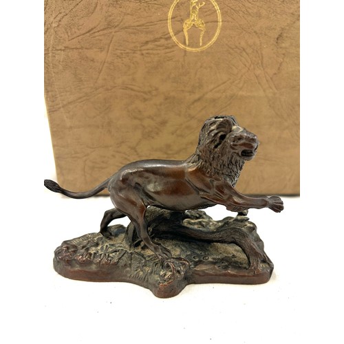 81 - Boxed Bronze Lion by Franklin Mint,  The Africa Series