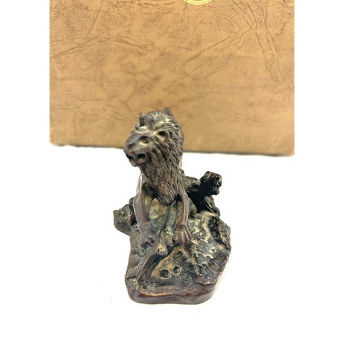 81 - Boxed Bronze Lion by Franklin Mint,  The Africa Series