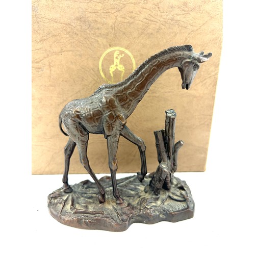 82 - Boxed Bronze African Giraffe by Franklin Mint,  The Africa Series