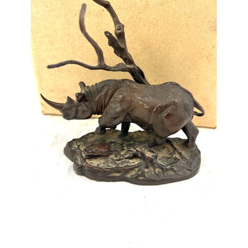 83 - Boxed Bronze Black Rhinoceros by Franklin Mint,  The Africa Series