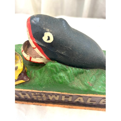 73 - Vintage Jonah and the Whale mechanical cast iron money bank, approximate measurements: 5.5 x 9.5 inc... 