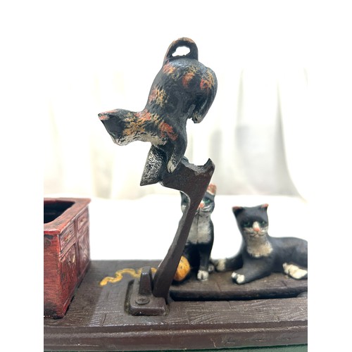 74 - Vintage mechanical cast iron Cat and Mouse money bank, approximate measurements: 5 x 8 inches, worki... 