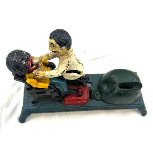 58 - Vintage mechanical cast iron The dentist chair money bank, approximate measurements: 7 x 9.5 inches,... 