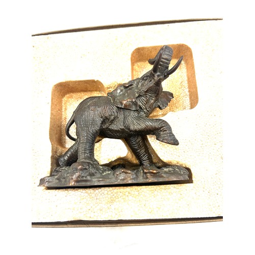 94 - Boxed Bronze African elephant by Franklin Mint,  The Africa Series