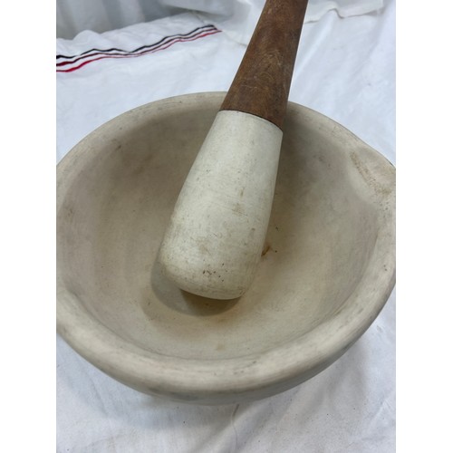 88 - Large pestle and mortar, approximate size: Height 4.5 inches, diameter 8 inches