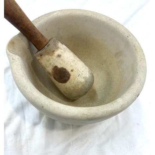 85 - Large pestle and mortar, approximate size: Height 5 inches, diameter 9.5 inches