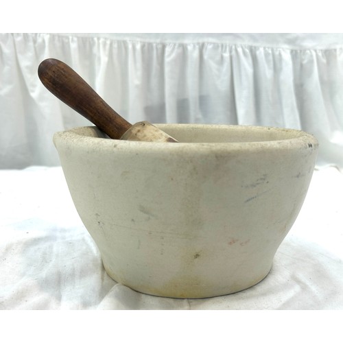 85 - Large pestle and mortar, approximate size: Height 5 inches, diameter 9.5 inches