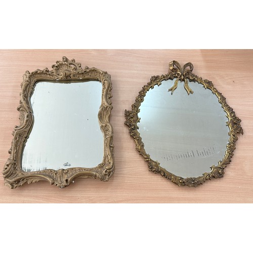 20 - Gilt framed ornate oval mirror resin gilt style wall mirror, approximate measurements of largest 22 ... 