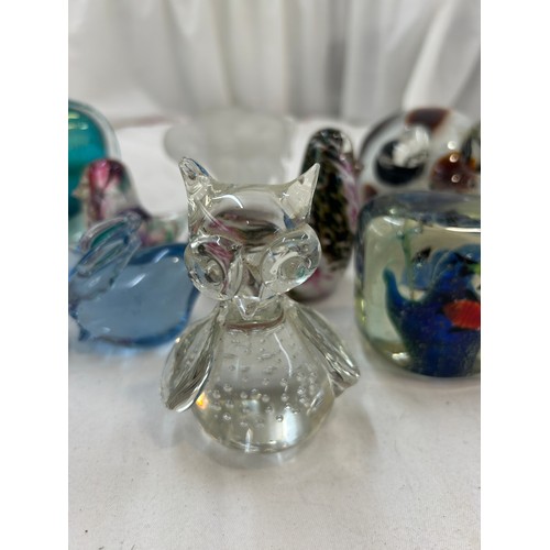 4 - Selection of assorted paperweights includes animals etc