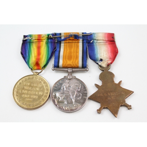 318 - Mounted WW1 Officers 1914-15 Star Medal Trio, Star 8842 Spr Bissland RA, Lt Pair