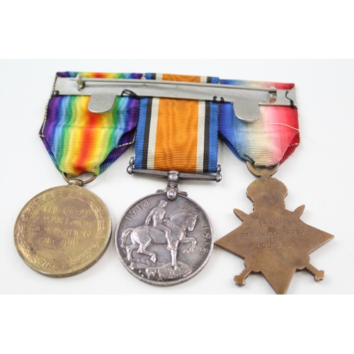 320 - Mounted WW1 1914-15 Star Medal Trio 15361 Pte - Cpl M. Thorpe Glouc Regt