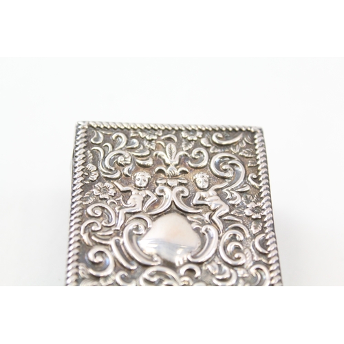 15 - edwardian .925 sterling silver cherub detailed matchbox cover