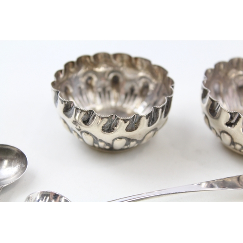 25 - 8 x .925 sterling salt dishes & georgian condiment spoons