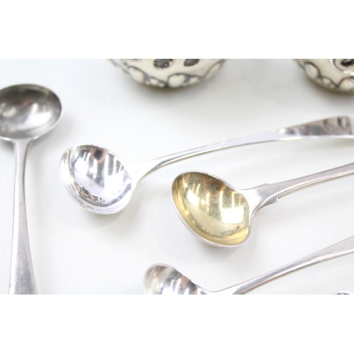 25 - 8 x .925 sterling salt dishes & georgian condiment spoons