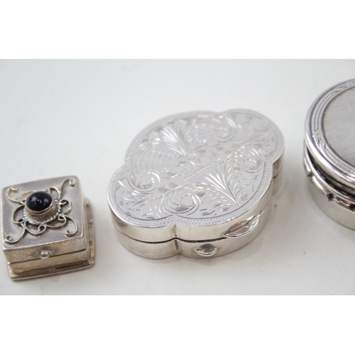 34 - 4 x .925 sterling silver pill / trinket boxes